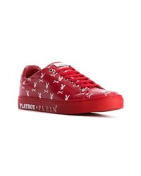 rote bedruckte niedrige Sneakers von Philipp Plein