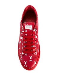 rote bedruckte niedrige Sneakers von Philipp Plein