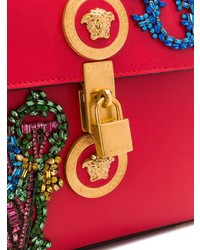 rote bedruckte Satchel-Tasche aus Leder von Versace
