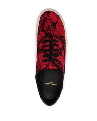 rote bedruckte Segeltuch niedrige Sneakers von Saint Laurent