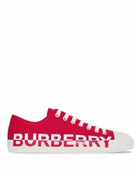 rote bedruckte Segeltuch niedrige Sneakers von Burberry