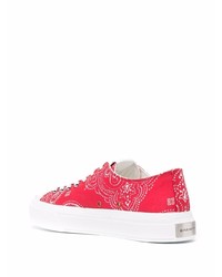 rote bedruckte Segeltuch niedrige Sneakers von Givenchy