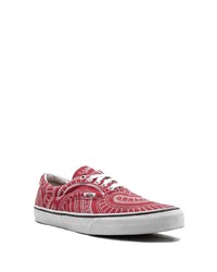 rote bedruckte Segeltuch niedrige Sneakers von Vans