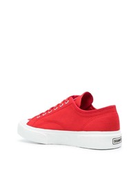 rote bedruckte Segeltuch niedrige Sneakers von DSQUARED2