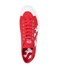 rote bedruckte Segeltuch niedrige Sneakers von DSQUARED2