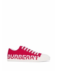 rote bedruckte Segeltuch niedrige Sneakers von Burberry