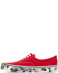 rote bedruckte Segeltuch niedrige Sneakers von Undercover