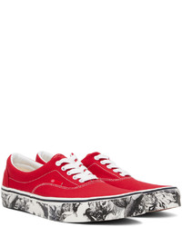 rote bedruckte Segeltuch niedrige Sneakers von Undercover