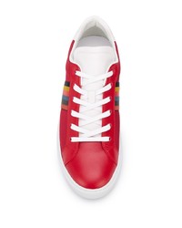 rote bedruckte Segeltuch niedrige Sneakers von Paul Smith