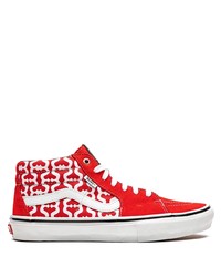rote bedruckte Segeltuch niedrige Sneakers von Vans