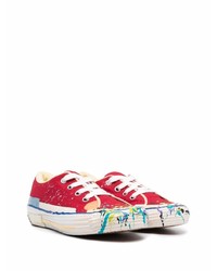 rote bedruckte Segeltuch niedrige Sneakers von Lanvin