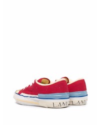 rote bedruckte Segeltuch niedrige Sneakers von Lanvin