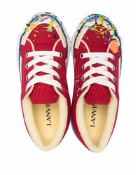 rote bedruckte Segeltuch niedrige Sneakers von Lanvin