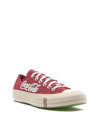 rote bedruckte Segeltuch niedrige Sneakers von Converse