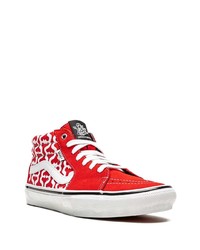 rote bedruckte Segeltuch niedrige Sneakers von Vans