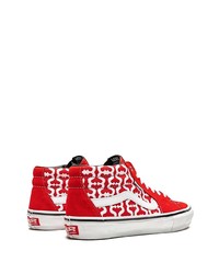 rote bedruckte Segeltuch niedrige Sneakers von Vans