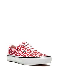 rote bedruckte Segeltuch niedrige Sneakers von Vans