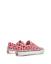 rote bedruckte Segeltuch niedrige Sneakers von Vans