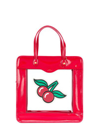 rote bedruckte Shopper Tasche aus Leder von Anya Hindmarch