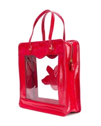 rote bedruckte Shopper Tasche aus Leder von Anya Hindmarch