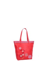 rote bedruckte Shopper Tasche aus Leder von Desigual