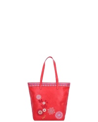rote bedruckte Shopper Tasche aus Leder von Desigual