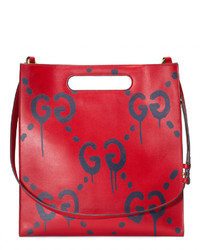 rote bedruckte Shopper Tasche aus Leder von Gucci