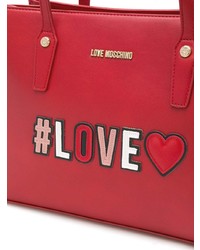 rote bedruckte Shopper Tasche aus Leder von Love Moschino