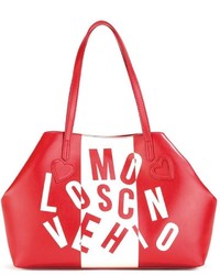 rote bedruckte Shopper Tasche aus Leder von Love Moschino