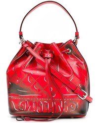 rote bedruckte Shopper Tasche aus Leder von Moschino