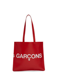 rote bedruckte Shopper Tasche aus Leder von Comme des Garcons Wallets