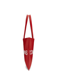 rote bedruckte Shopper Tasche aus Leder von Comme des Garcons Wallets