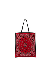 rote bedruckte Shopper Tasche aus Leder von Saint Laurent