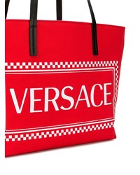 rote bedruckte Shopper Tasche aus Segeltuch von Versace