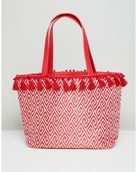 rote bedruckte Shopper Tasche von Miss Selfridge