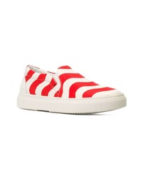 rote bedruckte Slip-On Sneakers aus Segeltuch von Au Jour Le Jour