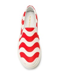 rote bedruckte Slip-On Sneakers aus Segeltuch von Au Jour Le Jour