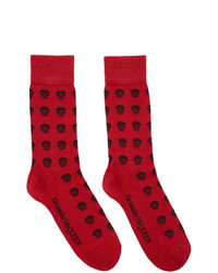 rote bedruckte Socken von Alexander McQueen