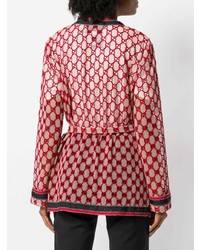 rote bedruckte Strickjacke mit einer offenen Front von Gucci