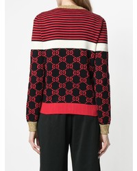 rote bedruckte Strickjacke von Gucci