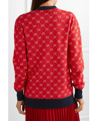 rote bedruckte Strickjacke von Gucci