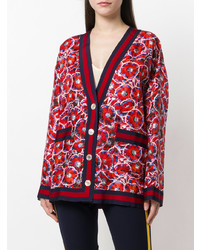 rote bedruckte Strickjacke von Gucci