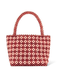 rote bedruckte Perlen Shopper Tasche