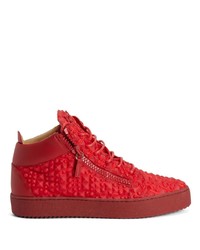 rote beschlagene hohe Sneakers von Giuseppe Zanotti