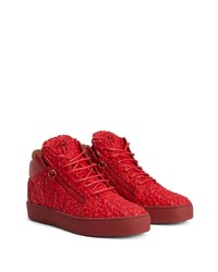 rote beschlagene hohe Sneakers von Giuseppe Zanotti