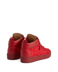 rote beschlagene hohe Sneakers von Giuseppe Zanotti
