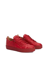 rote beschlagene Leder niedrige Sneakers von Giuseppe Zanotti