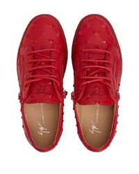 rote beschlagene Leder niedrige Sneakers von Giuseppe Zanotti