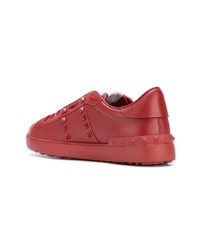 rote beschlagene Leder niedrige Sneakers von Valentino
