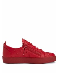 rote beschlagene Leder niedrige Sneakers von Giuseppe Zanotti